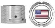 FIGURATI DESIGNS Axle Nut Cover - Front - Stainless Steel - Red/White/Blue Flag - Reversed - Silver FD20-FAC-SS
