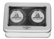 FIGURATI DESIGNS Axle Nut Cover - Front - Stainless Steel - Don't Tread On Me - Black FD40-FAC-BK