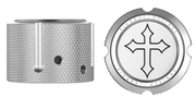 FIGURATI DESIGNS Axle Nut Cover - Front - Stainless Steel - Cross - Silver FD41-FAC-SS