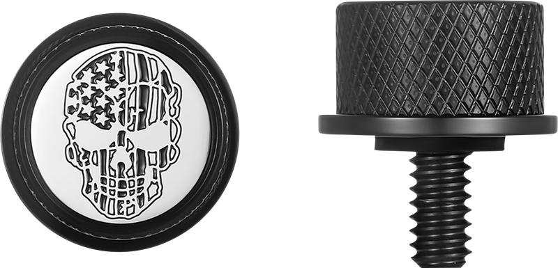 FIGURATI DESIGNS Seat Mounting Knob - Black - Skull - Contrast Cut FD27-SEAT KN-BK