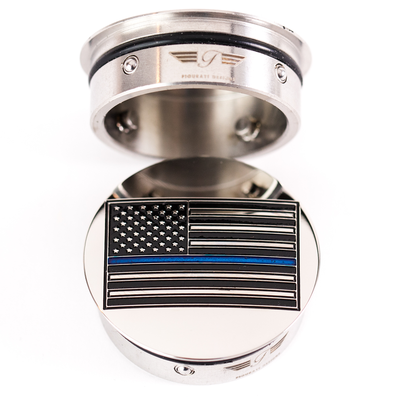 FIGURATI DESIGNS Swing Arm Covers - Blue Line American Flag - Custom - Reversed FD70-ABFL-SS