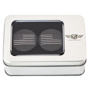 FIGURATI DESIGNS Swing Arm Covers - Black Contrast Cut American Flag - Custom - Reversed - Black FD26R-AF-CC-BK