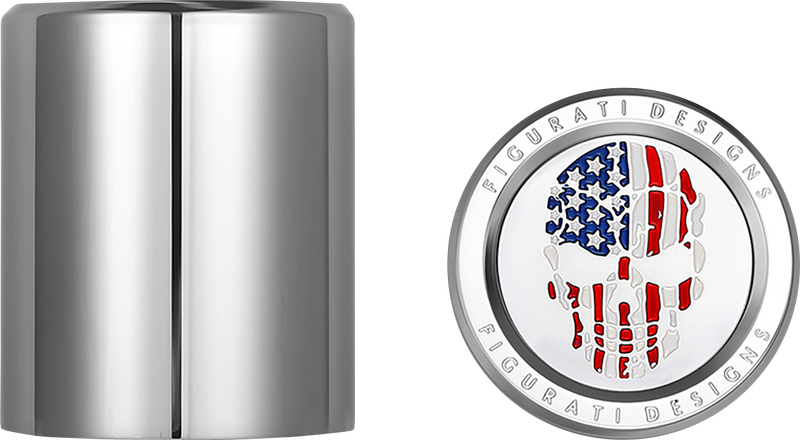 FIGURATI DESIGNS Docking Covers - Red/White/Blue American Flag Skull - Short - Silver FD24-DC-2530-SS