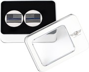 FIGURATI DESIGNS Swing Arm Covers - Blue Line American Flag - Custom - Reversed FD70-ABFL-SS