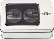 FIGURATI DESIGNS Swing Arm Covers - Black Contrast Cut American Flag - Custom - Reversed - Black FD26R-AF-CC-BK