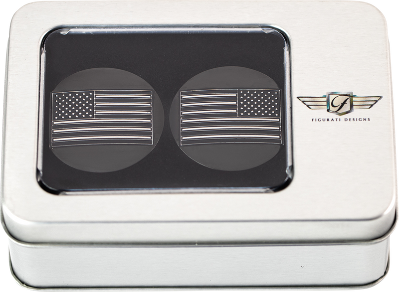 FIGURATI DESIGNS Swing Arm Covers - Black Contrast Cut American Flag - Custom - Reversed - Black FD26R-AF-CC-BK