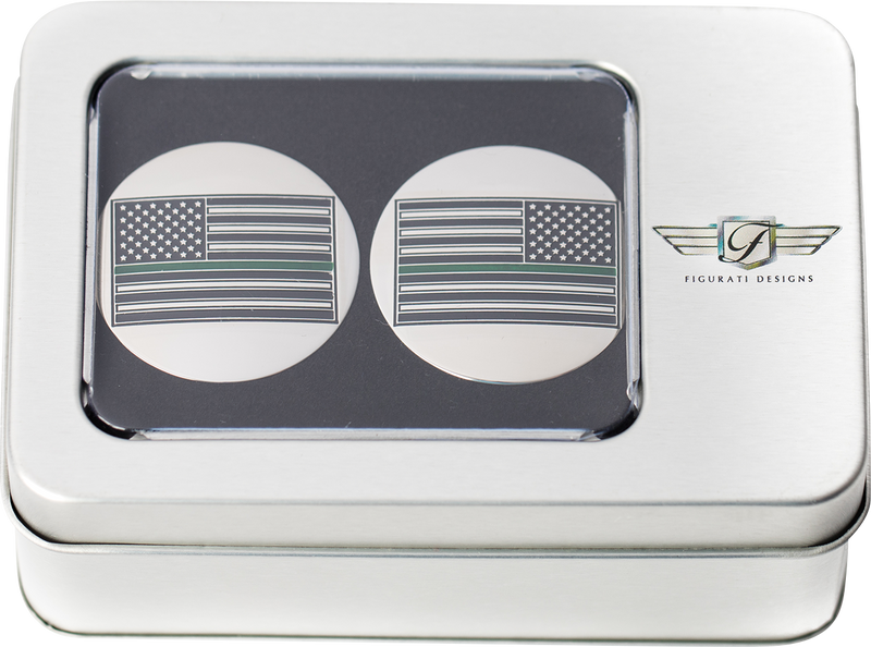 FIGURATI DESIGNS Swing Arm Covers - Green Line American Flag - Custom - Reversed FD72-AFGL-SS