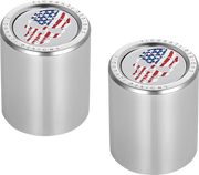 FIGURATI DESIGNS Docking Covers - Red/White/Blue American Flag Skull - Short - Silver FD24-DC-2530-SS