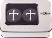 FIGURATI DESIGNS Swing Arm Covers - Cross - Custom - Black FD41-CROSS-BLK