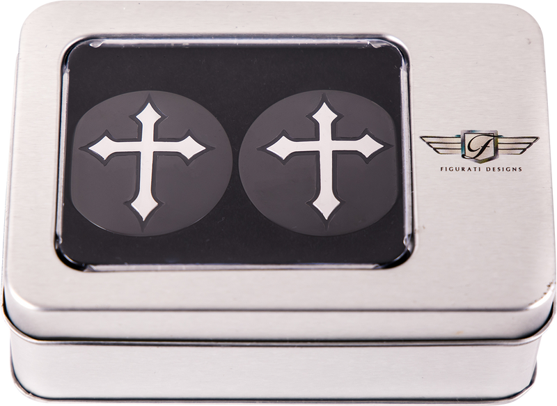 FIGURATI DESIGNS Swing Arm Covers - Cross - Custom - Black FD41-CROSS-BLK