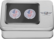 FIGURATI DESIGNS Docking Covers - Red/White/Blue American Flag Skull - Short - Silver FD24-DC-2530-SS