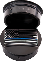 FIGURATI DESIGNS Swing Arm Covers - Blue Line American Flag - Custom - Black - Reversed FD71-AFBL-BLK
