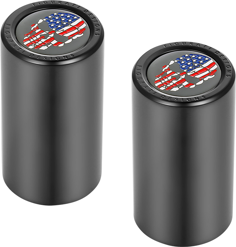 FIGURATI DESIGNS Docking Covers - Red/White/Blue American Flag Skull - Long - Black FD25-DC-2545-BK