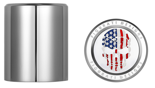 FIGURATI DESIGNS Docking Covers - Red/White/Blue American Flag Skull - Silver FD24-DC-2730-SS