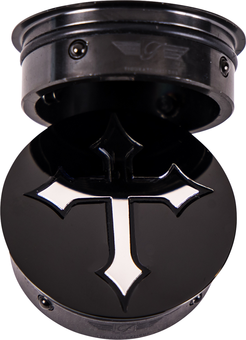 FIGURATI DESIGNS Swing Arm Covers - Cross - Custom - Black FD41-CROSS-BLK
