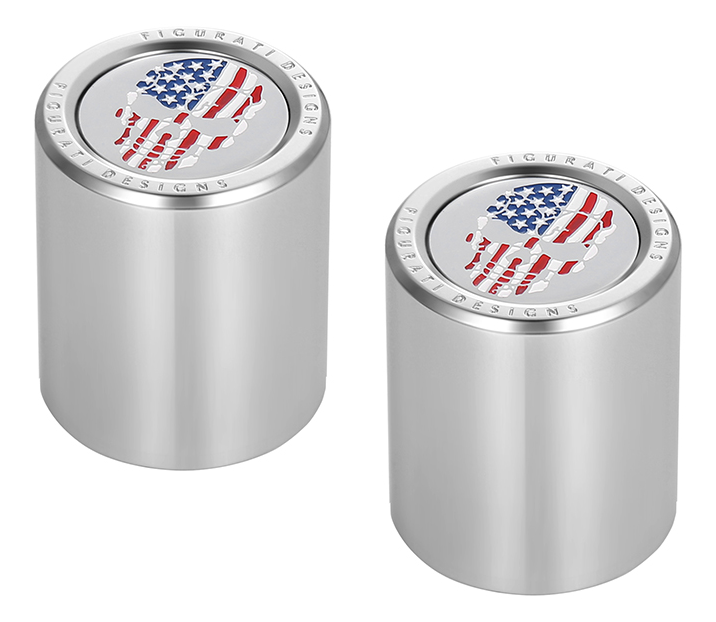 FIGURATI DESIGNS Docking Covers - Red/White/Blue American Flag Skull - Silver FD24-DC-2730-SS