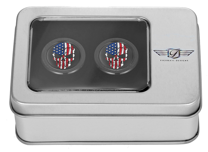 FIGURATI DESIGNS Docking Covers - Red/White/Blue American Flag Skull - Black FD25-DC-2730-BK