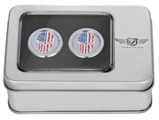 FIGURATI DESIGNS Docking Covers - Red/White/Blue American Flag Skull - Silver FD24-DC-2730-SS