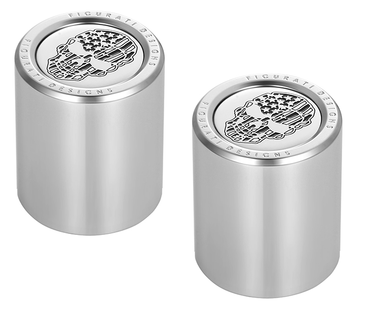 FIGURATI DESIGNS Docking Covers - American Flag Skull - Contrast Cut - Silver FD27-DC-2730-SS