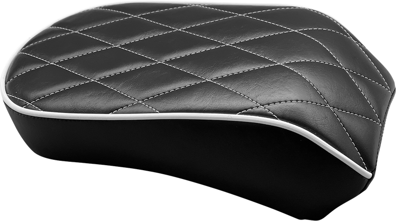 LE PERA Bare Bones Pillion Pad - White Diamond Stitch/Piping - Black - Softail '18-'23