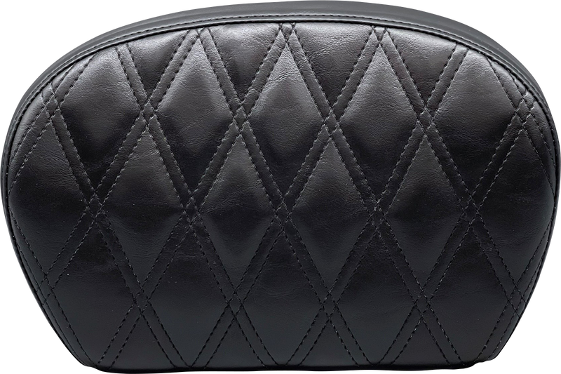 LE PERA Sissy Bar Pad - Large - Vinyl - Double Diamond - Shiny Black - '08-'22 SOFTAIL & TOURING