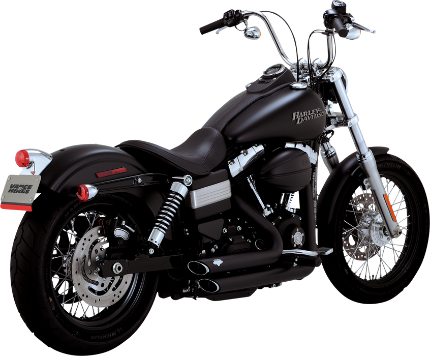 VANCE & HINES Shortshots Staggered Exhaust System - Matte Black - '12-'17 DYNA MODELS