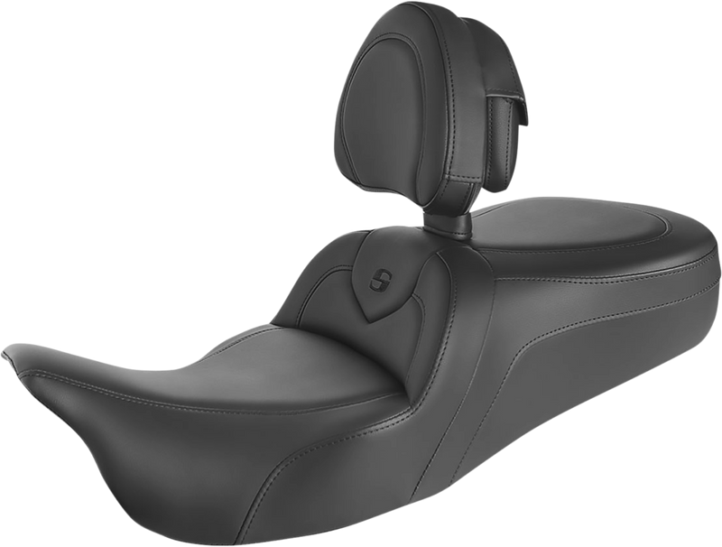 SADDLEMEN RoadSofa* Seat - With Backrest - Black w/Black Stitching - '09-'25 Tri Glide, Ultra, Limited