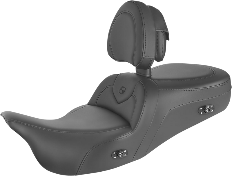 SADDLEMEN Heated RoadSofa Seat - With Backrest - Black w/Black Stitching - '09-'22 TRIKES