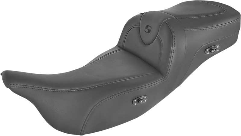SADDLEMEN Heated RoadSofa Seat - Without Backrest - Black w/Black Stitching - '09-'25 TRI Glide, Ultra, Limited