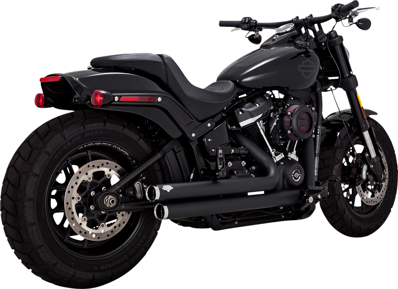 VANCE & HINES Big Shots Staggered Exhaust System - Black - '18-'24 SOFTAIL MODELS