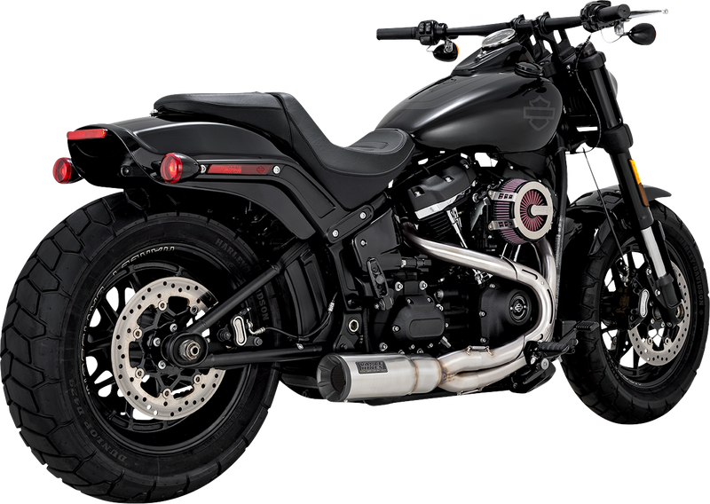 VANCE & HINES 2-into-1 Hi-Output Short Exhaust System - Stainless Steel - Brushed - '18-'24 SOFTAIL MODELS