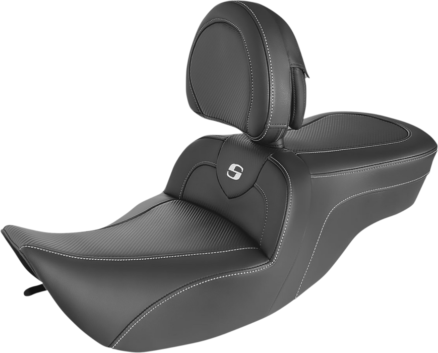 SADDLEMEN Roadsofa* Seat - Carbon Fiber - with Backrest - '97-'07 TOURING