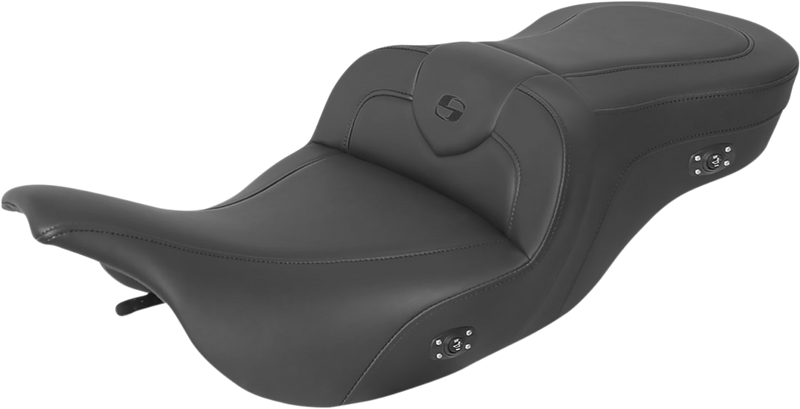 SADDLEMEN Heated RoadSofa™ Seat - Without Backrest - Black W/Black Stitching - Touring '97-'07