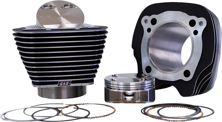 S&S CYCLE 129" Big Bore Cylinder Kit - Black/Highlighted Fins - M8