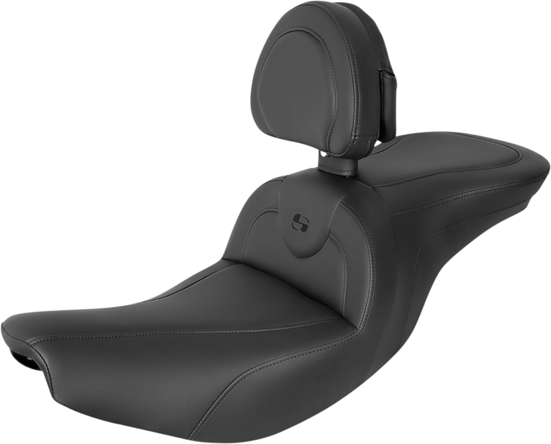 SADDLEMEN RoadSofa* Seat - with Backrest - Black w/ Black Stitching - Indian '14-'23