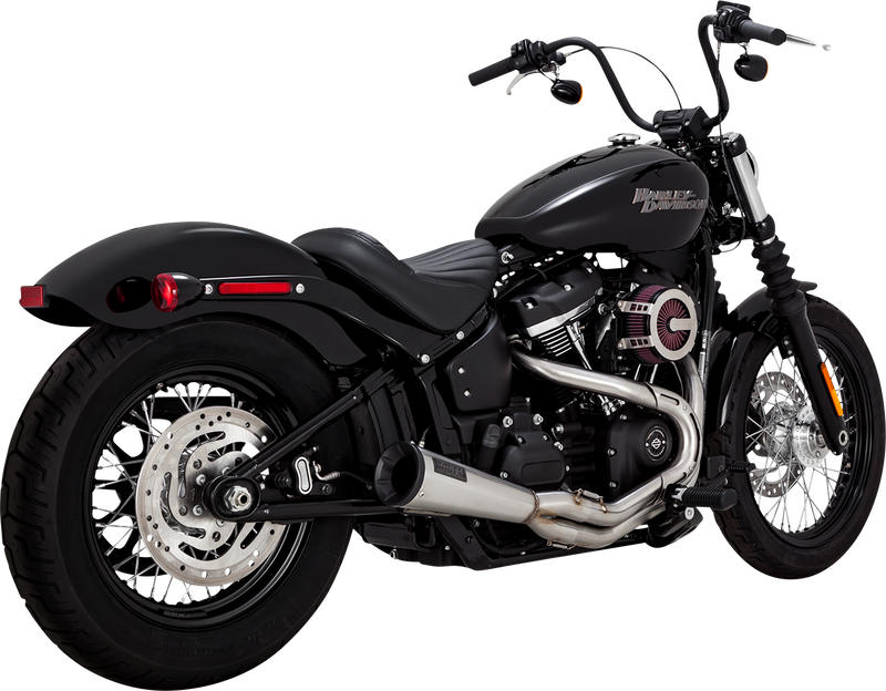 VANCE & HINES 2-into-1 Upsweep Exhaust System - Brushed - Stainless Steel - '18-'24 SOFTAIL MODELS