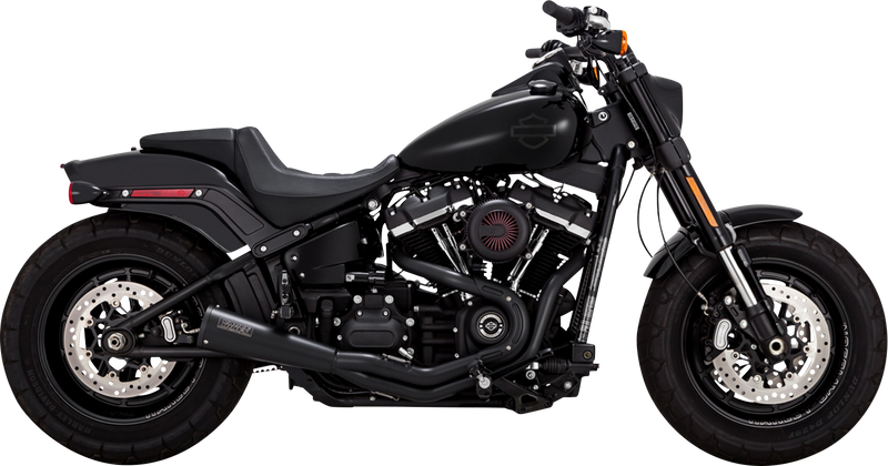 VANCE & HINES 2-into-1 Upsweep Exhaust System - Black - Stainless Steel - '18-'23 SOFTAIL MODELS