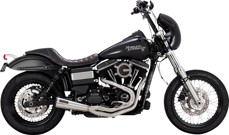 VANCE & HINES 2-into-1 Upsweep Exhaust System - Brushed - Stainless Steel - '10-'17 DYNA MODELS