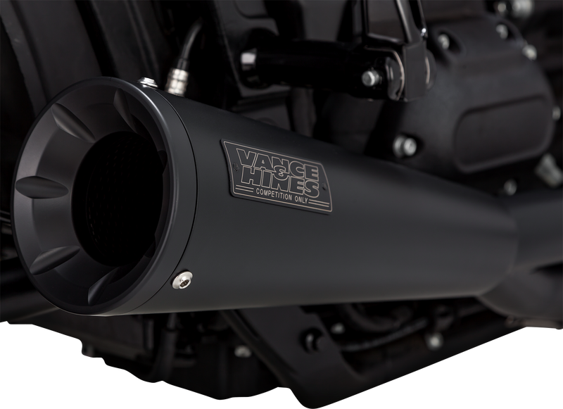 VANCE & HINES 2-into-1 Upsweep Exhaust System - Black - Stainless Steel - '18-'23 SOFTAIL MODELS