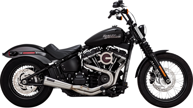 VANCE & HINES 2-into-1 Upsweep Exhaust System - Brushed - Stainless Steel - '18-'24 SOFTAIL MODELS