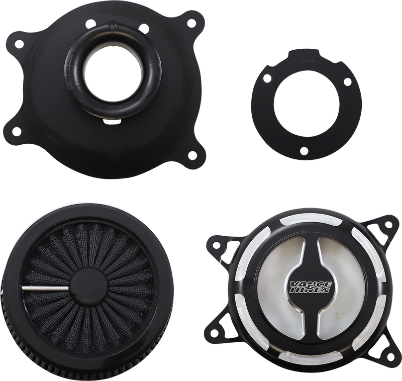 VANCE & HINES VO2 Blade Air Intake - Black Contrast -'08-'17 SOFTAIL & TOURING