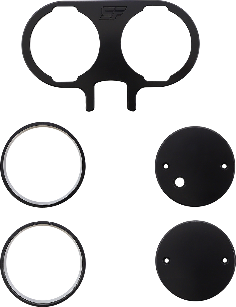 SLYFOX Gauge Mount - Dual - Black - '18-'22 SOFTAIL & TOURING