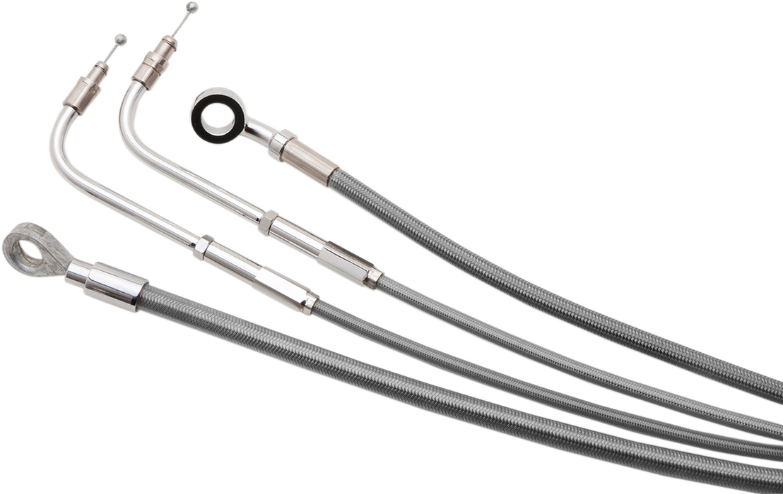 BURLY BRAND Handlebar Cable/Brake Line Kit - Complete - 14" Ape Hanger Handlebars - Stainless Steel