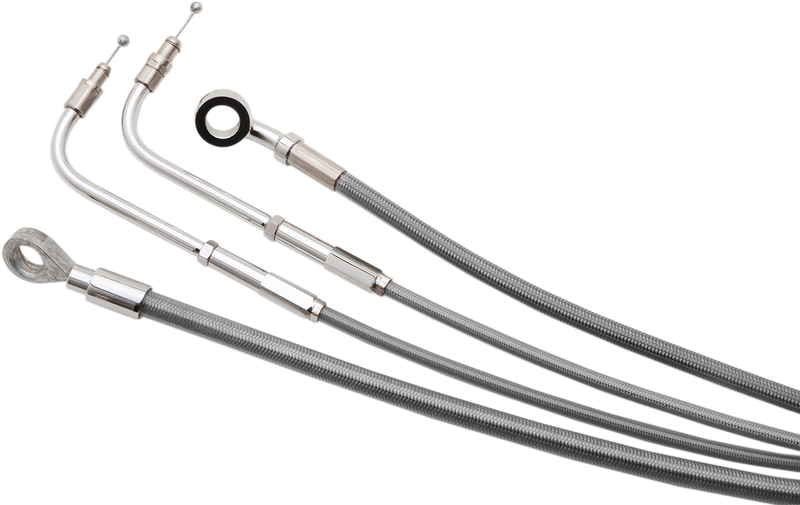 BURLY BRAND Handlebar Cable/Brake Line Kit - Complete - 18" Ape Hanger Handlebars - Stainless Steel