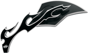 PRO-ONE PERF.MFG. Mirror - Flame - Side View - Milled - Oblong - Black/Chrome - Left 104220B