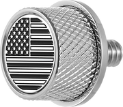 FIGURATI DESIGNS Seat Mounting Knob - Stainles Steel - Black/White American Flag - Contrast Cut FD26-SEAT KN-SS