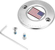 FIGURATI DESIGNS Timing Cover - 2 Hole - American Flag - Reversed - Stainless Steel FD20-TC-2H-SS
