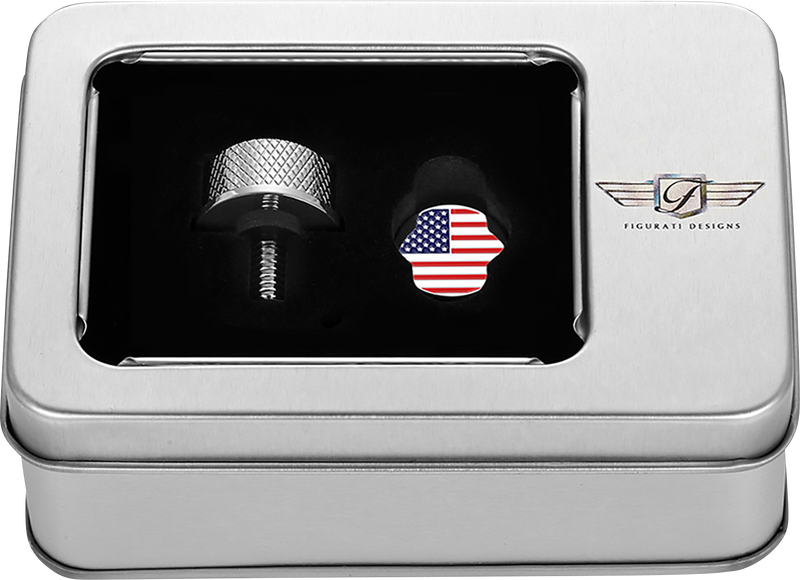 FIGURATI DESIGNS Seat Mounting Knob - Stainless Steel - American Flag FD20-SEAT KN-SS