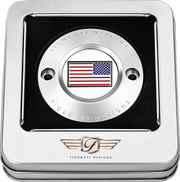 FIGURATI DESIGNS Timing Cover - 2 Hole - American Flag - Reversed - Stainless Steel FD20-TC-2H-SS