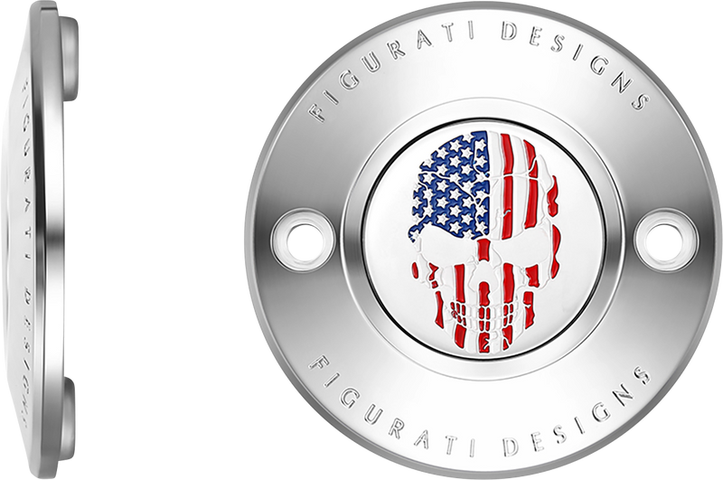 FIGURATI DESIGNS Timing Cover - 2 Hole - Skull - Stainless Steel FD24-TC-2H-SS